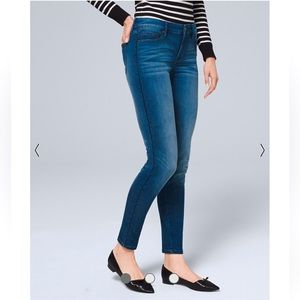 NWT WHBM Mid-Rise Skinny Ankle Jeans With Faux Leather Trim